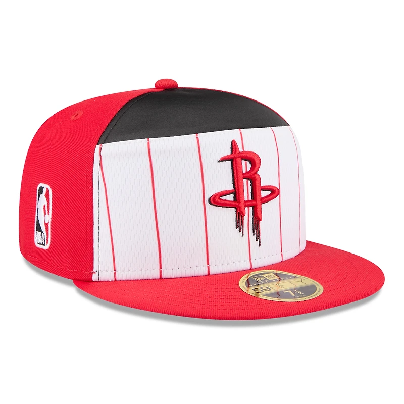 Men's New Era White/Red Houston Rockets 2025 NBA Tip Off Split Panel 59FIFTY Fitted Hat