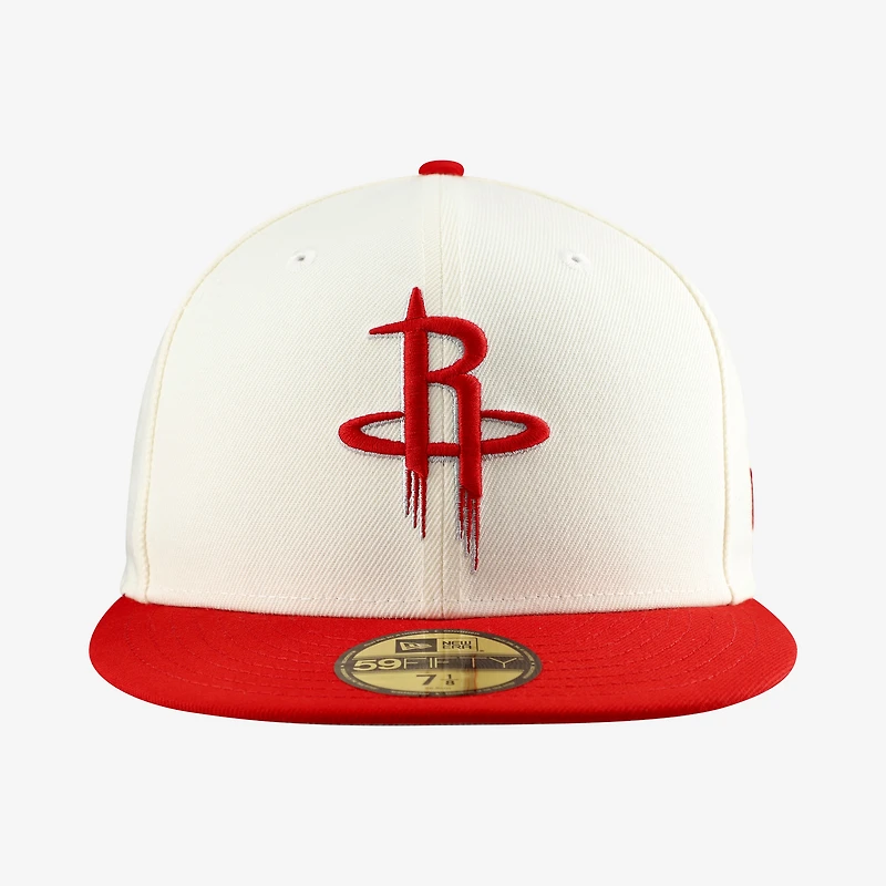 Men's New Era  White/Red Houston Rockets Chrome 59FIFTY Fitted Hat