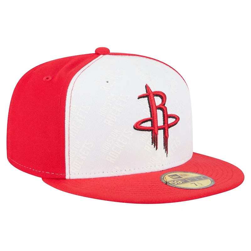 Casquette ajustée New Era Houston Rockets Repeat 59Fifty blanche/rouge pour homme