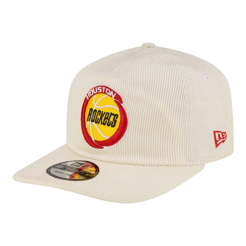 Casquette ajustable New Era blanche Houston Rockets 19TWENTY années 80 en velours côtelé chromé