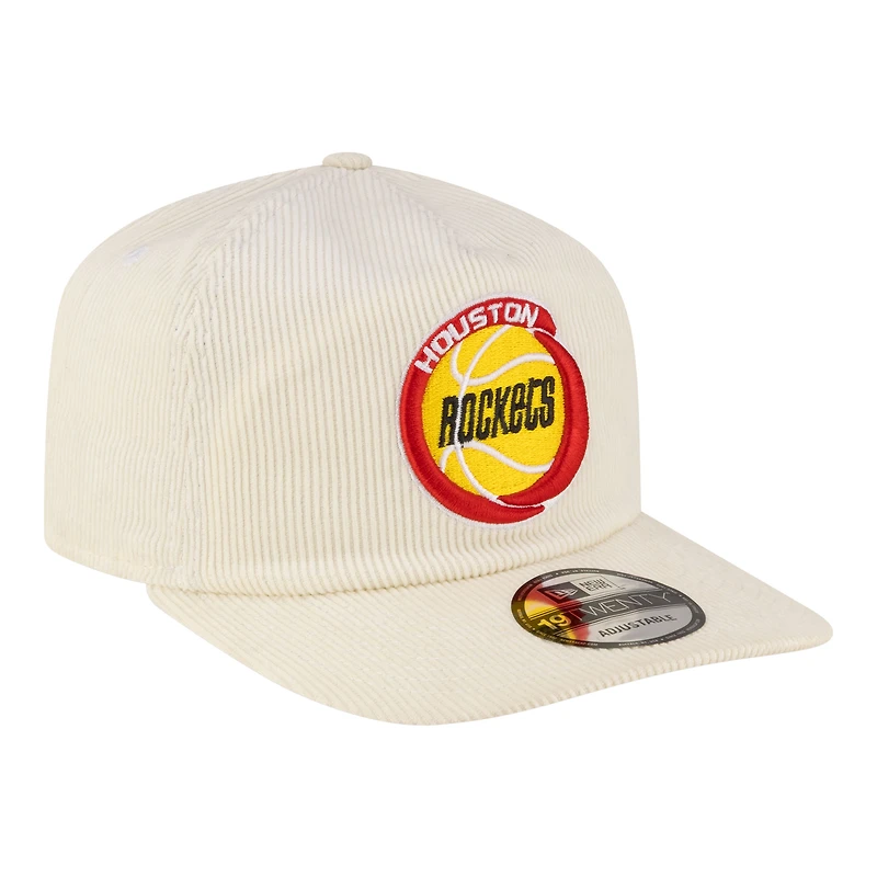 Men's New Era  White Houston Rockets 19TWENTY 80s Chrome Corduroy Adjustable Hat