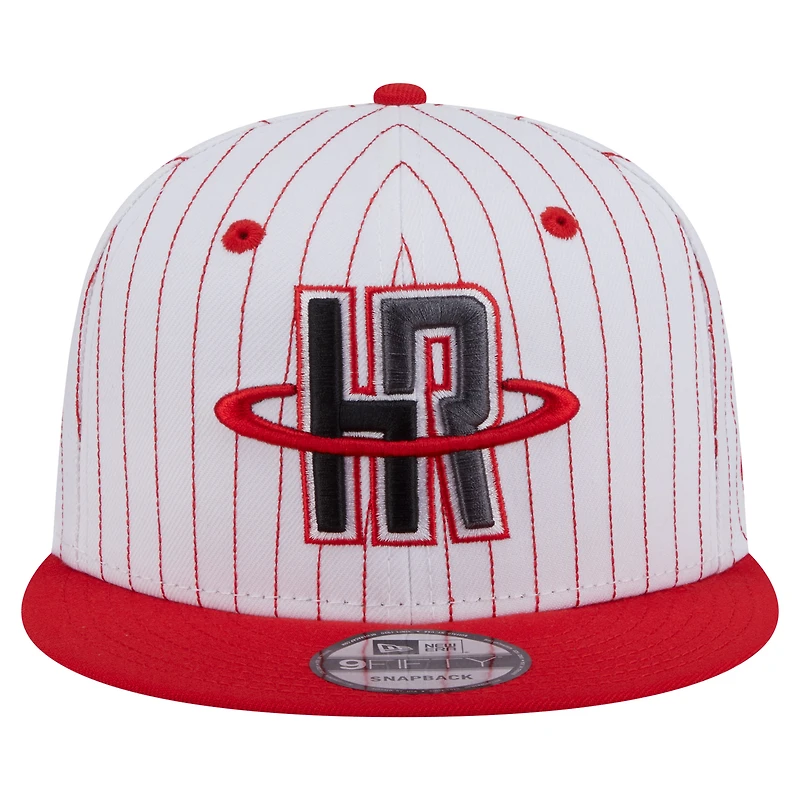 Casquette snapback New Era blanche Houston Rockets Deceptor Pinstripe 9FIFTY pour homme