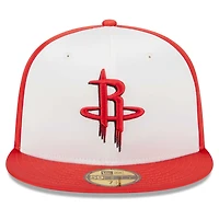 Casquette ajustée 59FIFTY en satin blanc Houston Rockets Throwback pour homme New Era