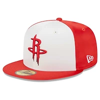 Casquette ajustée 59FIFTY en satin blanc Houston Rockets Throwback pour homme New Era