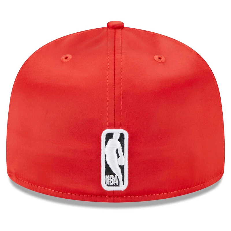 Casquette ajustée 59FIFTY en satin blanc Houston Rockets Throwback pour homme New Era