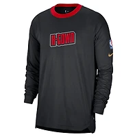 Men's Nike Black/Red Houston Rockets 2024/25 City Edition Authentic Pregame Performance Long Sleeve Shooting T-Shirt