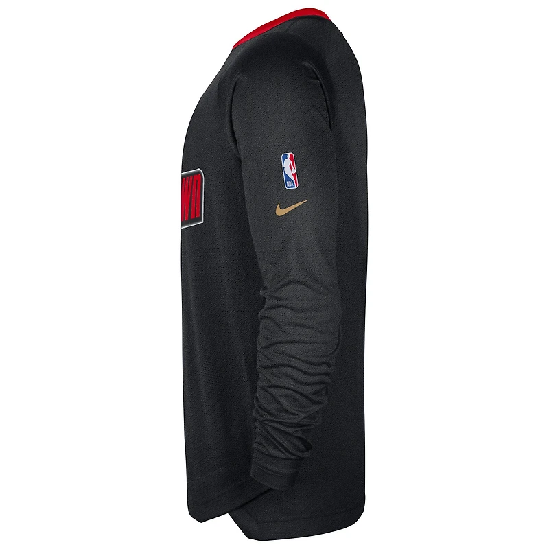 Men's Nike Black/Red Houston Rockets 2024/25 City Edition Authentic Pregame Performance Long Sleeve Shooting T-Shirt