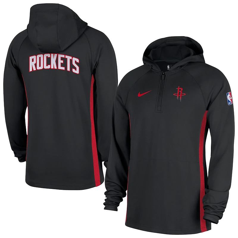 Men's Nike Black Houston Rockets Authentic On Court Zone Quarter-Zip Dri-FIT Hoodie Jacket