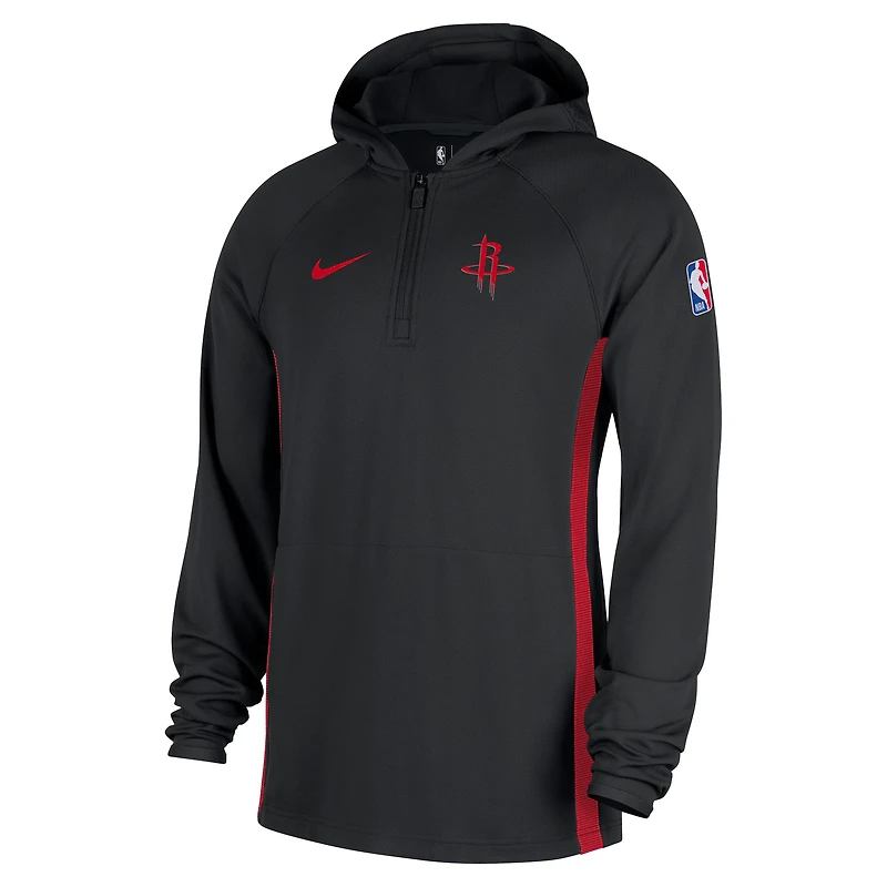 Men's Nike Black Houston Rockets Authentic On Court Zone Quarter-Zip Dri-FIT Hoodie Jacket