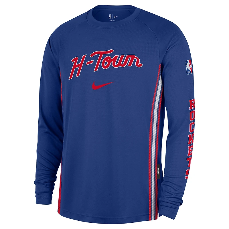 Men's Nike Blue Houston Rockets 2025/26 City Edition Authentic Pregame Dri-FIT Long Sleeve Shooting T-Shirt