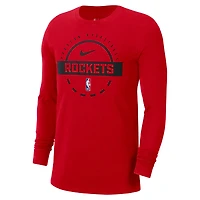 T-shirt d'entraînement à manches longues Nike rouge authentique des Houston Rockets pour homme