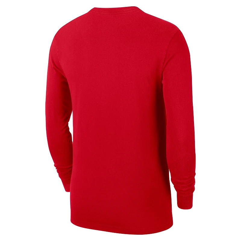 T-shirt d'entraînement à manches longues Nike rouge authentique des Houston Rockets pour homme