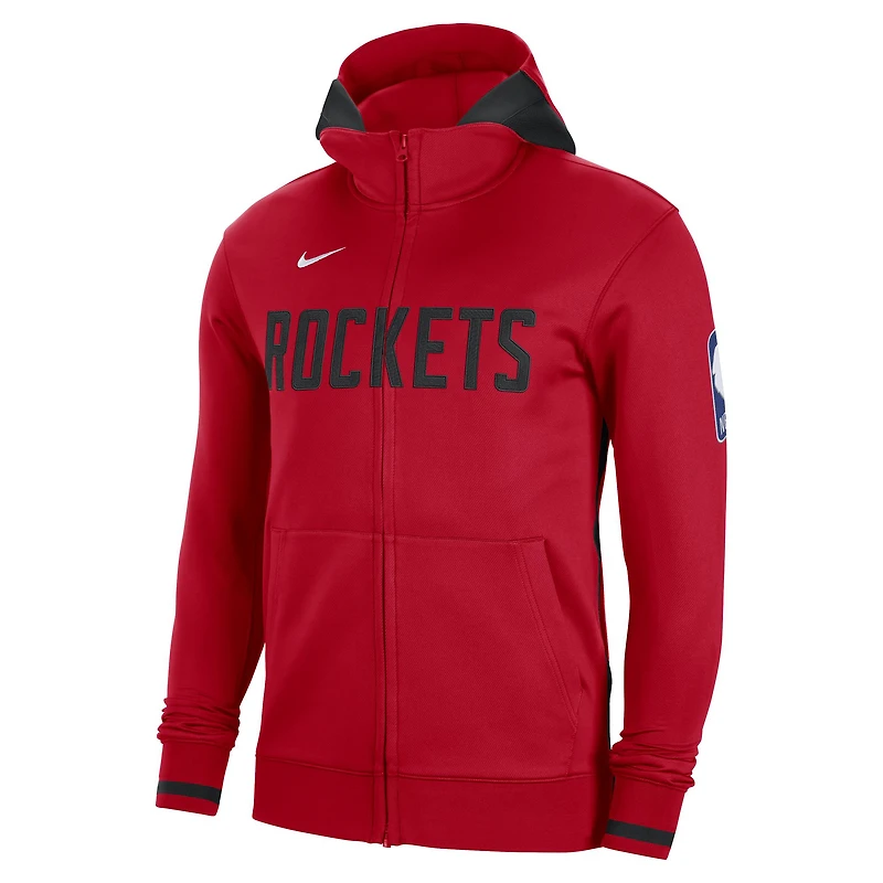 Sweat à capuche entièrement zippé Nike Houston Rockets Authentic Showtime Performance pour homme, rouge