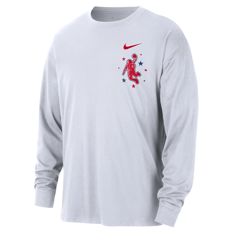 Men's Nike White Houston Rockets 2025/26 City Edition Remix Essential Logo Long Sleeve T-Shirt