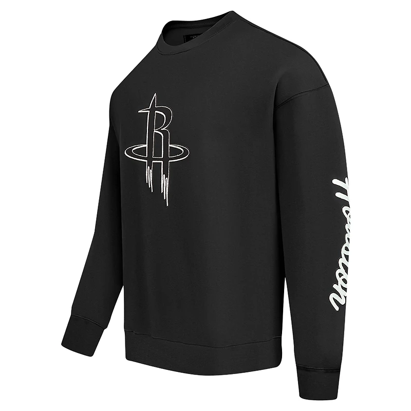 Men's Pro Standard Black Houston Rockets Paint the City Drop Shoulder Sweatshirt