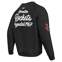 Men's Pro Standard Black Houston Rockets Paint the City Drop Shoulder Sweatshirt