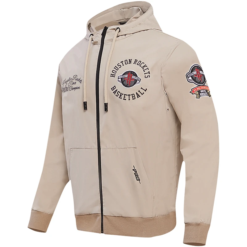 Sweat à capuche hybride entièrement zippé Pro Standard kaki pour hommes des Houston Rockets