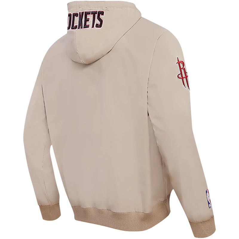 Sweat à capuche hybride entièrement zippé Pro Standard kaki pour hommes des Houston Rockets