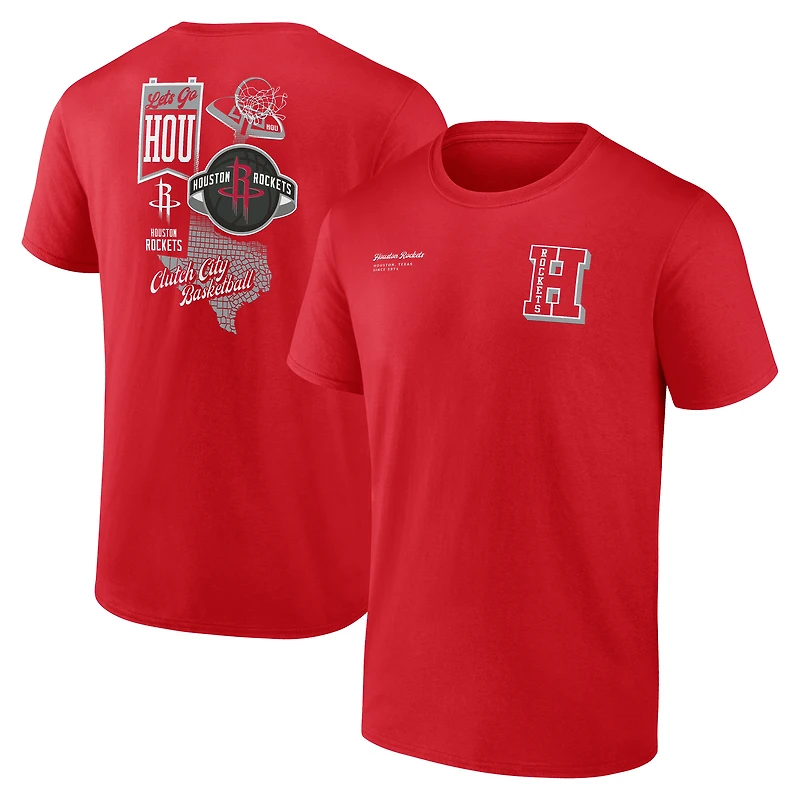 T-shirt rouge pour homme des Houston Rockets Split Zone