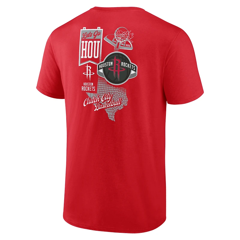 Men's  Red Houston Rockets Split Zone T-Shirt