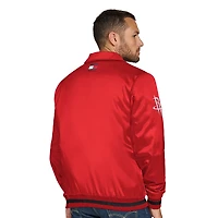 Men's Tommy Jeans Red Houston Rockets Jacob Chain Stitch Applique Full-Snap Varsity Jacket
