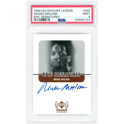 Moses Malone Houston Rockets Autographed 1999 Upper Deck Century Legends Epic Signatures #MM PSA Authenticated 9 Card