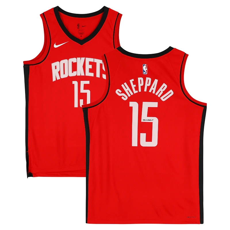 Maillot Nike Icon Swingman rouge dédicacé par Reed Sheppard des Houston Rockets