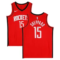 Maillot Nike Icon Swingman rouge dédicacé par Reed Sheppard des Houston Rockets avec inscription « 2024 #3 Pick »