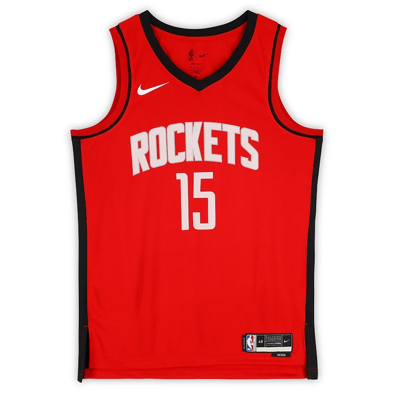 Maillot Nike Icon Swingman rouge dédicacé par Reed Sheppard des Houston Rockets avec inscription « 2024 #3 Pick »