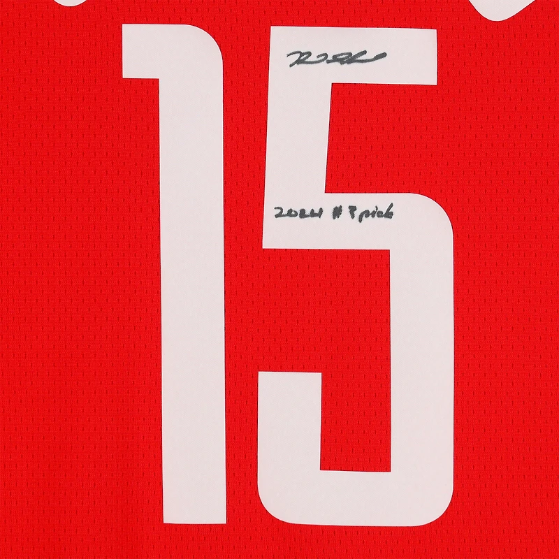 Reed Sheppard Houston Rockets Autographed Red Nike Icon Swingman Jersey with "2024 #3 Pick" Inscription