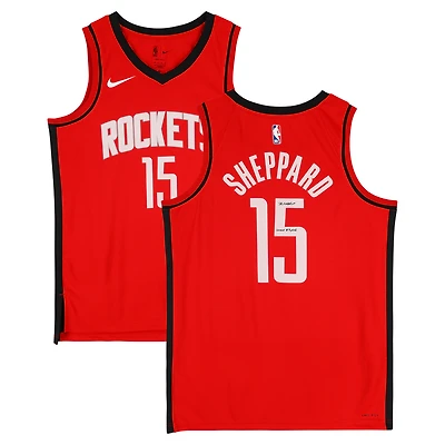 Maillot Nike Icon Swingman rouge dédicacé par Reed Sheppard des Houston Rockets avec inscription « 2024 #3 Pick »