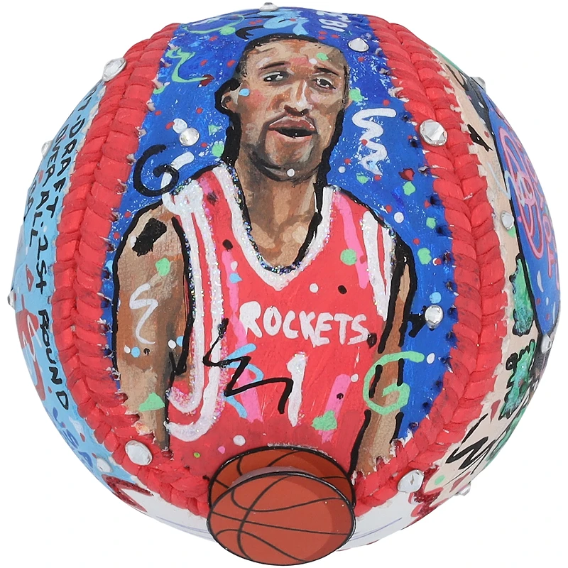 Ballon de baseball autographié par Tracy McGrady des Houston Rockets - Illustration de Charles Fazzino - QL84439502