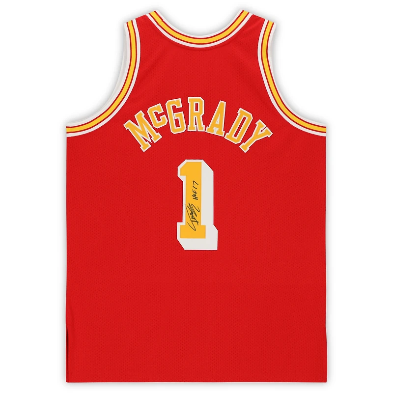 Maillot authentique rouge autographié par Tracy McGrady des Houston Rockets avec inscription « HOF 17 » de Mitchell & Ness