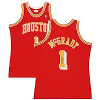 Maillot authentique autographié Mitchell & Ness rouge des Houston Rockets par Tracy McGrady