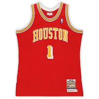 Maillot authentique autographié Mitchell & Ness rouge des Houston Rockets par Tracy McGrady