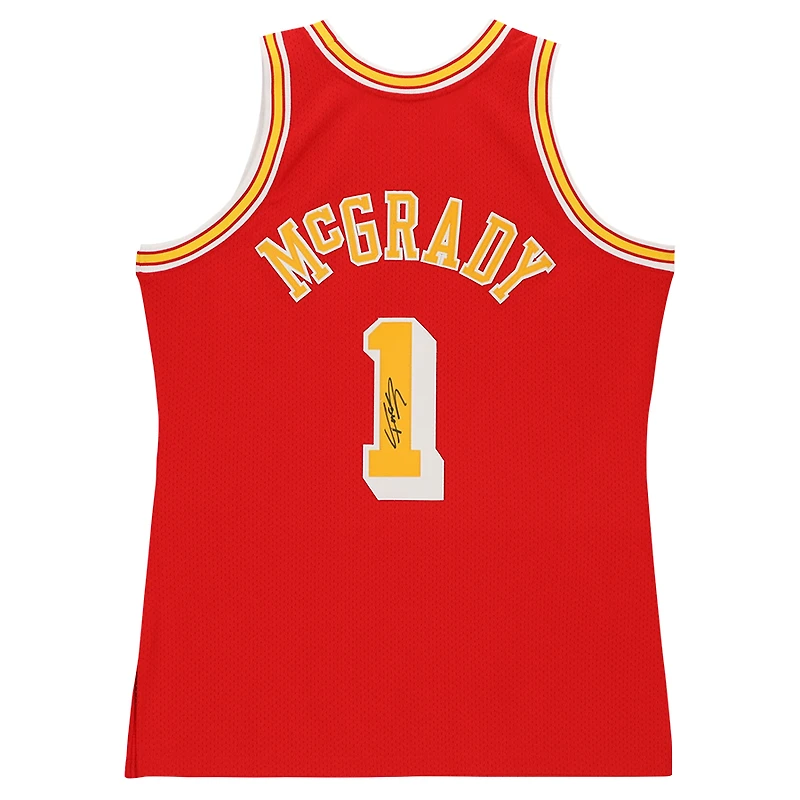 Maillot authentique autographié Mitchell & Ness rouge des Houston Rockets par Tracy McGrady