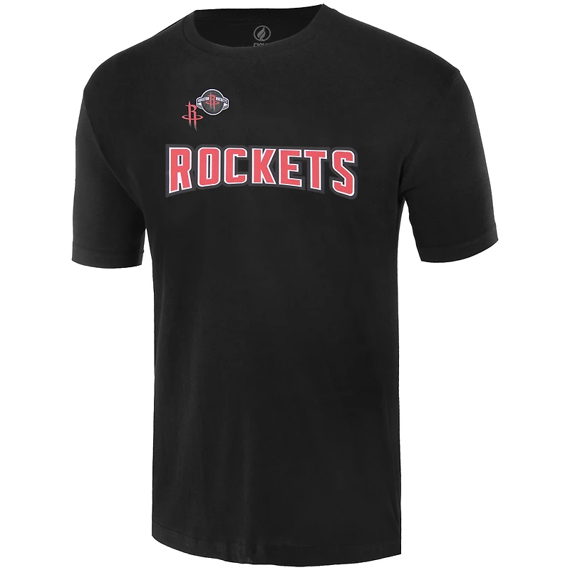 T-shirt unisexe FISLL noir surdimensionné avec logo des Houston Rockets