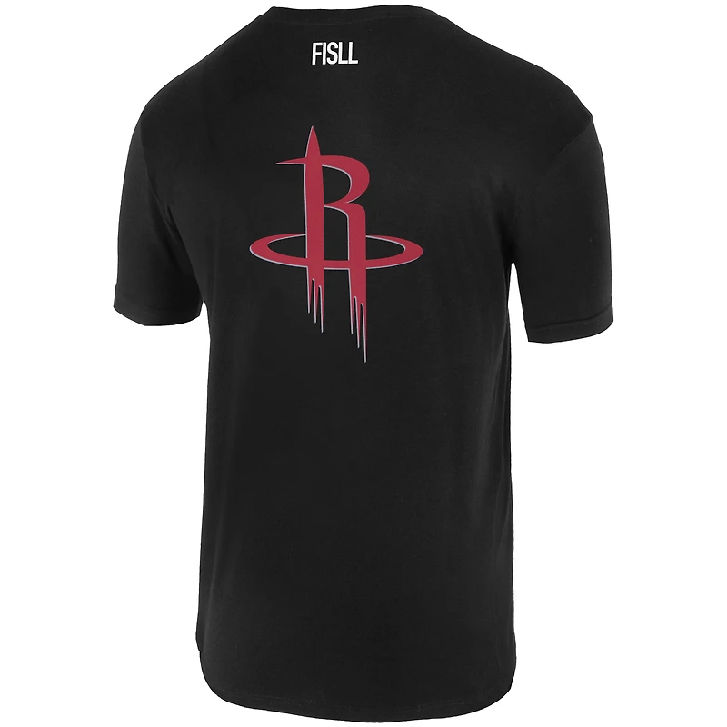 T-shirt unisexe FISLL noir surdimensionné avec logo des Houston Rockets