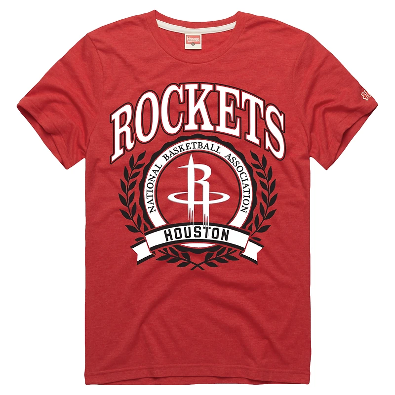 Unisex Homage Red Houston Rockets Crest Tri-Blend T-Shirt