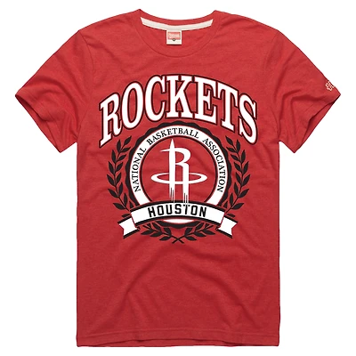 Unisex Homage Red Houston Rockets Crest Tri-Blend T-Shirt