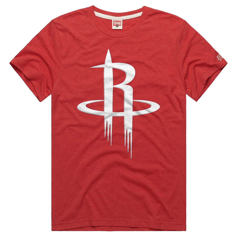 Unisex Homage Red Houston Rockets Logo Tri-Blend T-Shirt