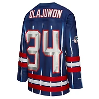 Maillot de hockey unisexe Mitchell & Ness Hakeem Olajuwon bleu marine des Houston Rockets Maxxed Out Fashion
