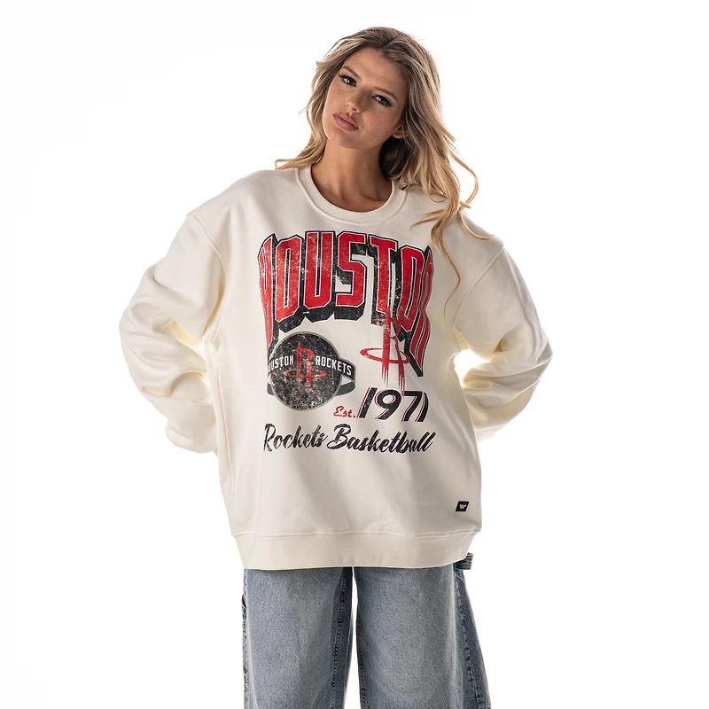 Unisex The Wild Collective  White Houston Rockets Graphic Fleece Crewneck Sweatshirt