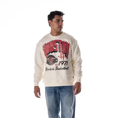 Unisex The Wild Collective  White Houston Rockets Graphic Fleece Crewneck Sweatshirt