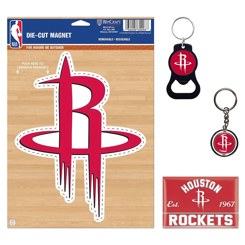Lot de 4 porte-clés et aimants WinCraft Houston Rockets