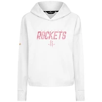 Women's Levelwear  White Houston Rockets Mother's Day Sweet Floral Cropped Tri-Blend Pullover Hoodie