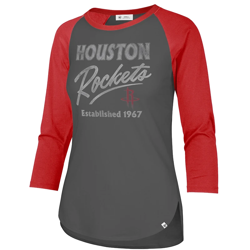 Women's '47  Gray Houston Rockets High Rise Frankie Raglan Long Sleeve T-Shirt