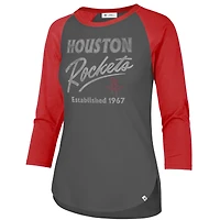 Women's '47  Gray Houston Rockets High Rise Frankie Raglan Long Sleeve T-Shirt