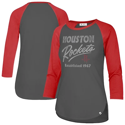 Women's '47  Gray Houston Rockets High Rise Frankie Raglan Long Sleeve T-Shirt