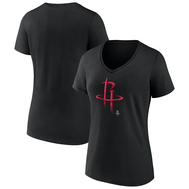 T-shirt noir à col en V pour femmes Houston Rockets Midnight Mascot